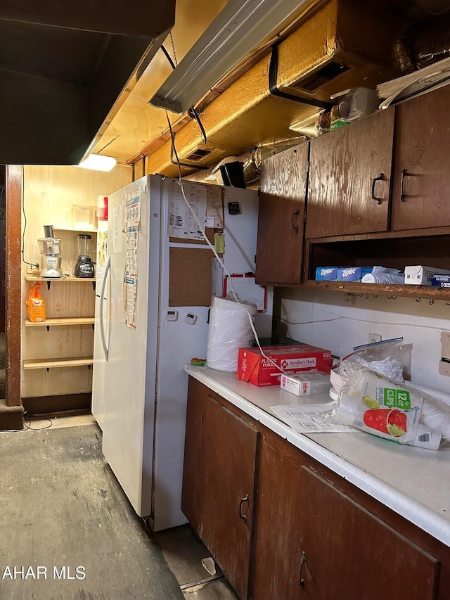 kitchen with white fridge