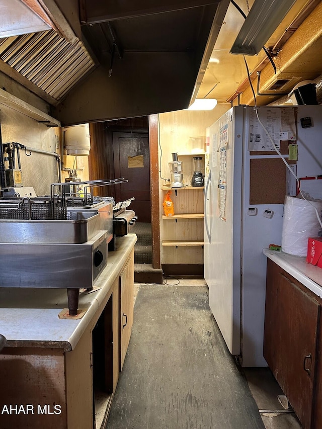 kitchen with white fridge