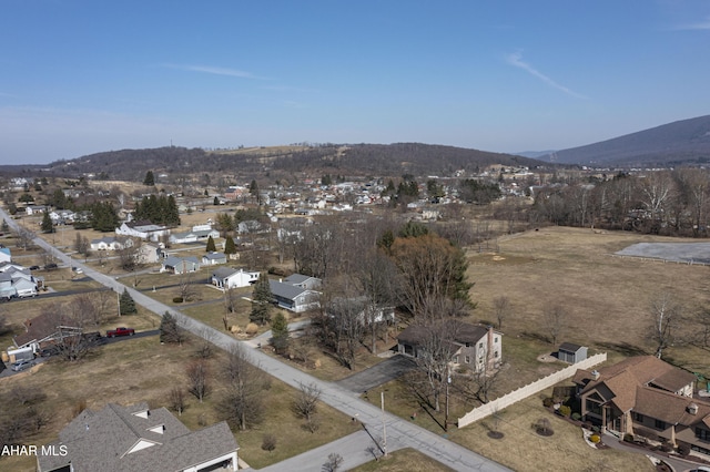 bird's eye view with a mountain view