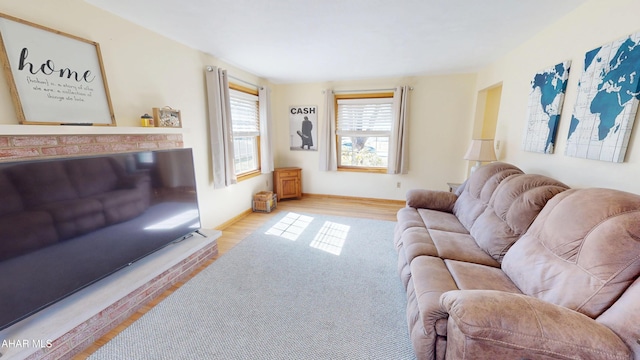 living area with wood finished floors