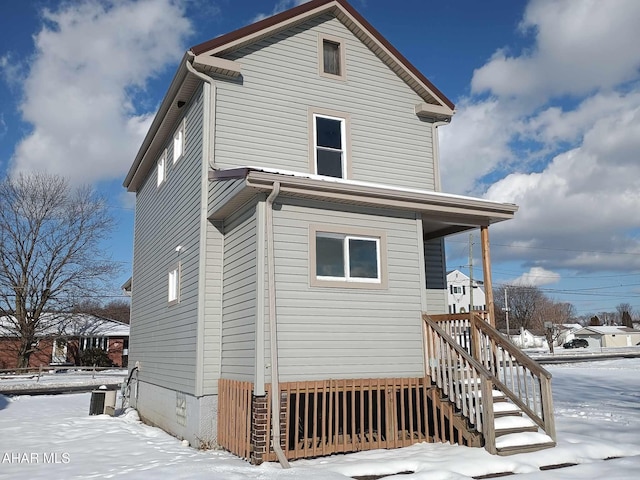 view of snow covered exterior