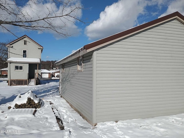 view of snow covered exterior