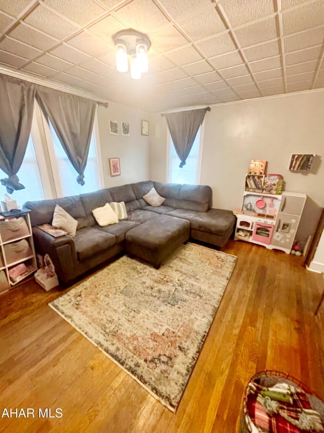 living area with wood finished floors