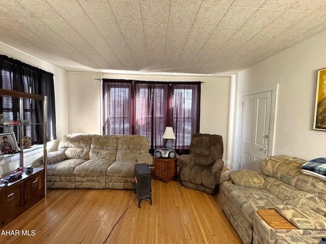 living area with light wood-type flooring