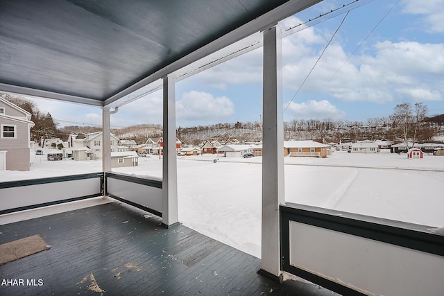 view of unfurnished sunroom