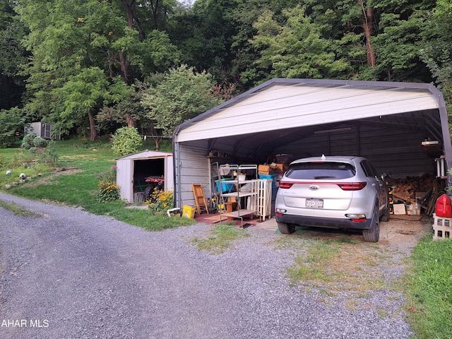 garage featuring a carport