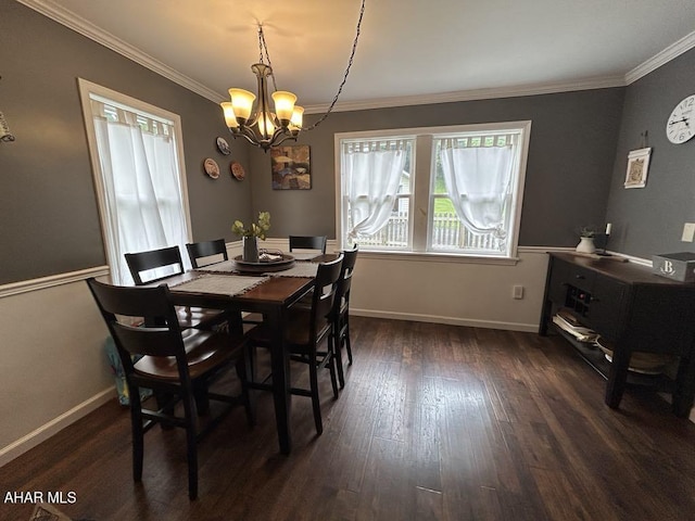 3776 Warriors Mark Path, Warriors Mark, PA 16877 - dining area featuring a chandelier, dark wood-style floors, crown molding, and baseboards