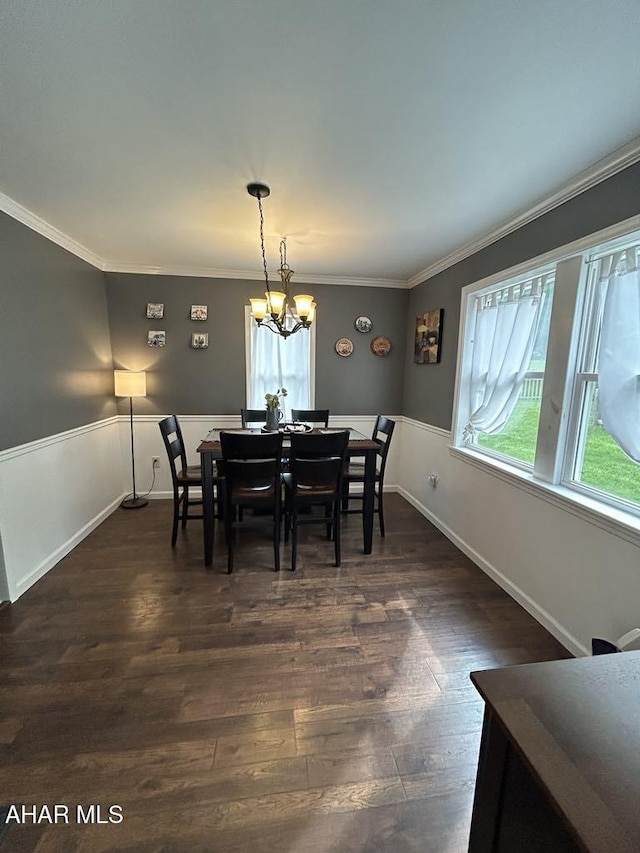 3776 Warriors Mark Path, Warriors Mark, PA 16877 - dining space featuring a chandelier, dark wood finished floors, crown molding, and baseboards