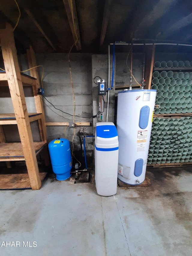 utility room with water heater