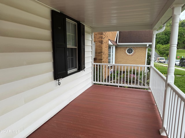 deck featuring a porch