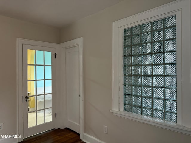entryway featuring dark wood-type flooring