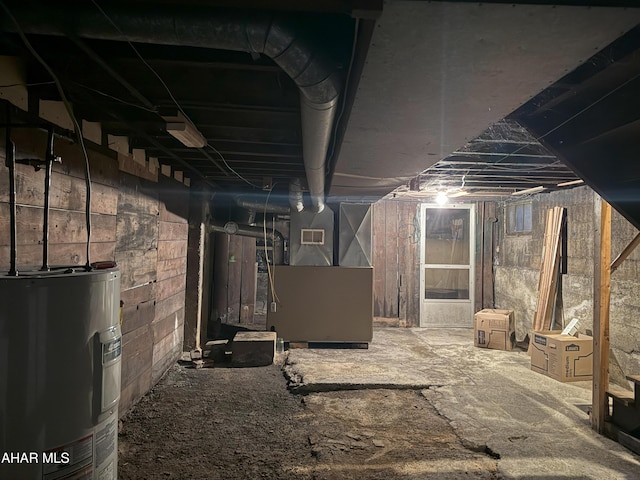 basement with water heater