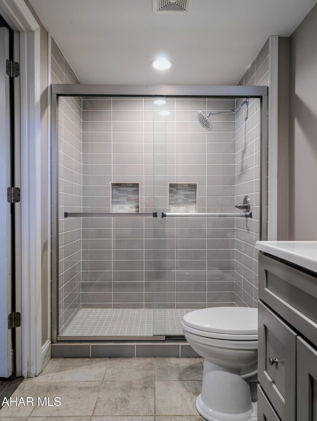 151 Rio Grande Rd, Clearville, PA 15535 - full bathroom with toilet, vanity, a shower stall, and recessed lighting