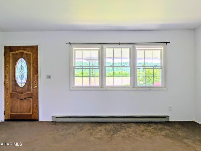151 Rio Grande Rd, Clearville, PA 15535 - entrance foyer featuring carpet flooring, plenty of natural light, baseboards, and a baseboard heating unit