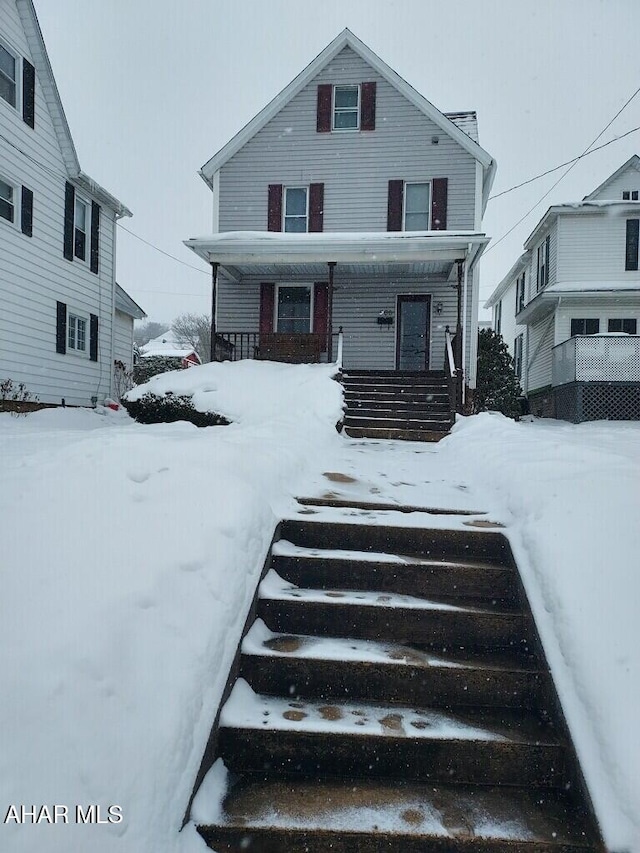 view of front facade featuring covered porch