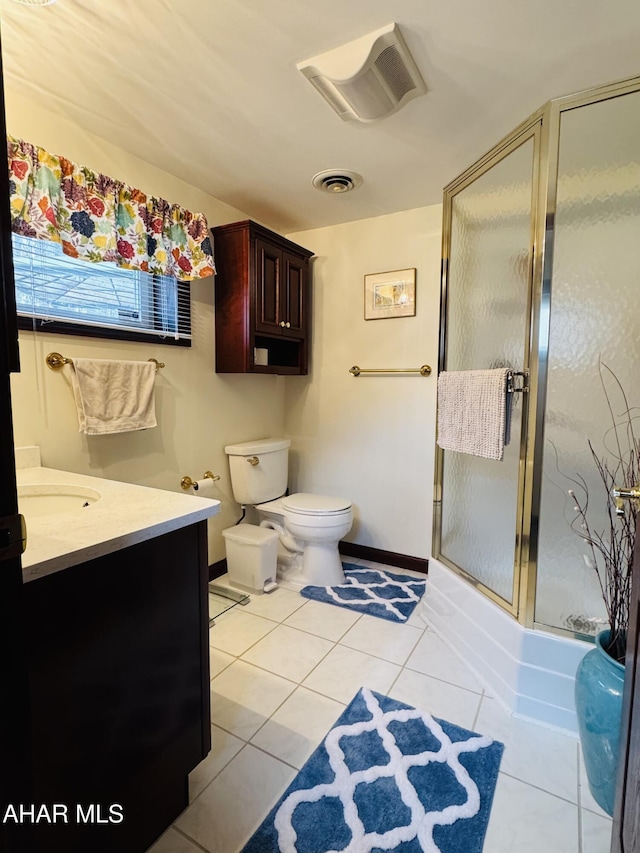 895 Coach Rd, Cresson, PA 16630 - bathroom with vanity, baseboards, tile patterned flooring, toilet, and visible vents