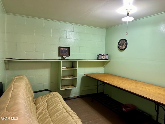 interior space with dark hardwood / wood-style flooring