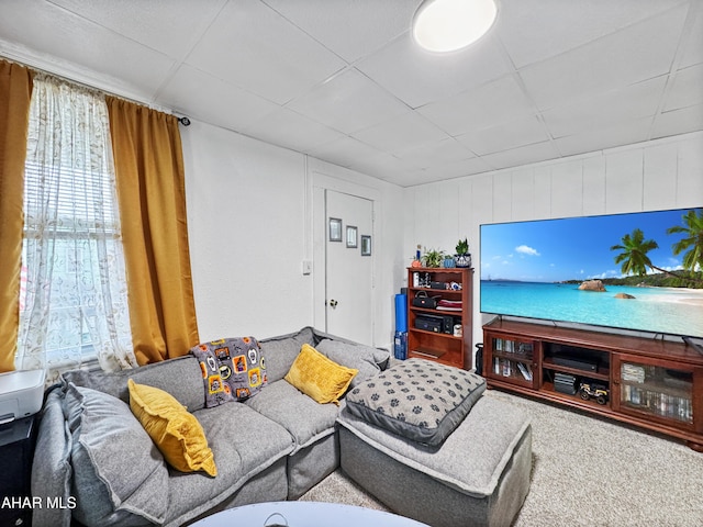 living room featuring carpet flooring