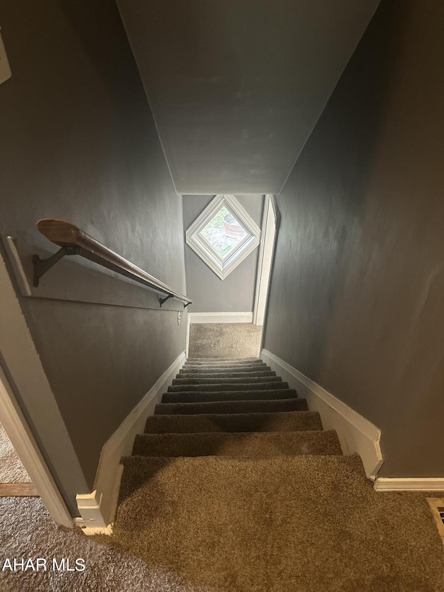 stairway with carpet floors