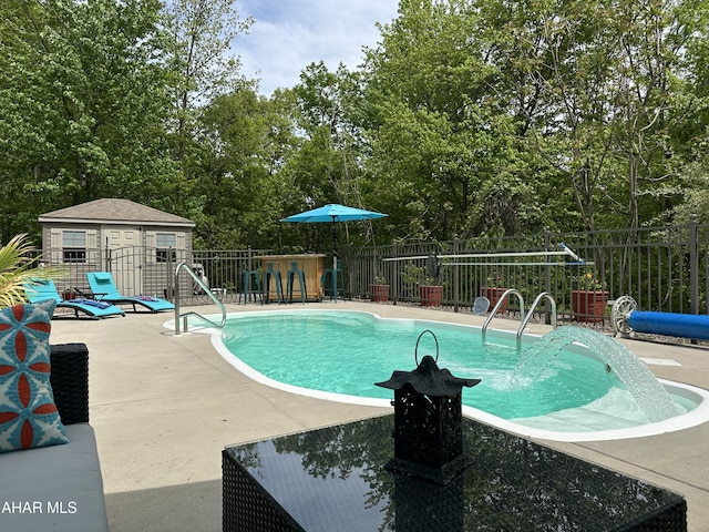 3406 Granada Way, Altoona, PA 16601 - view of pool featuring a patio area, an outbuilding, and view of wooded area