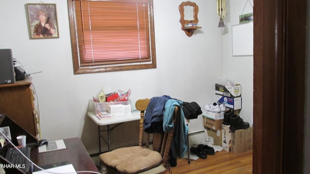 office area with wood finished floors