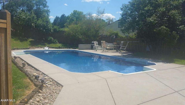 view of swimming pool with a patio