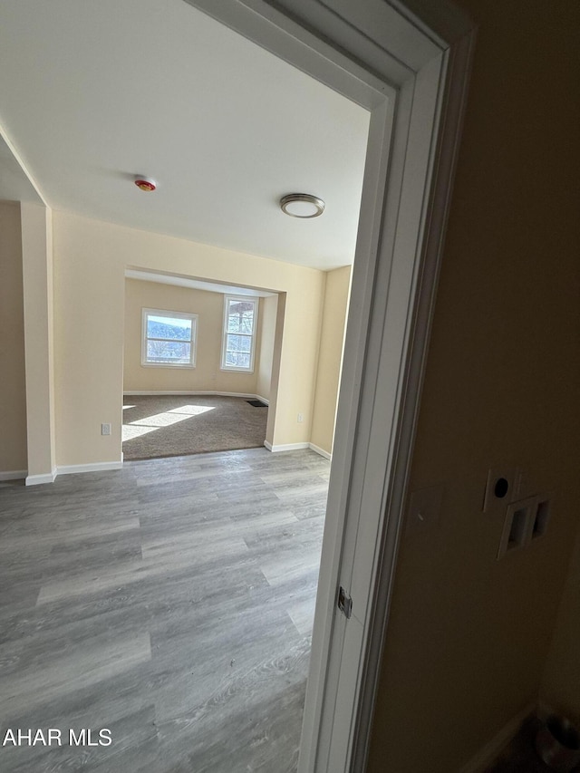 hall featuring light wood-type flooring