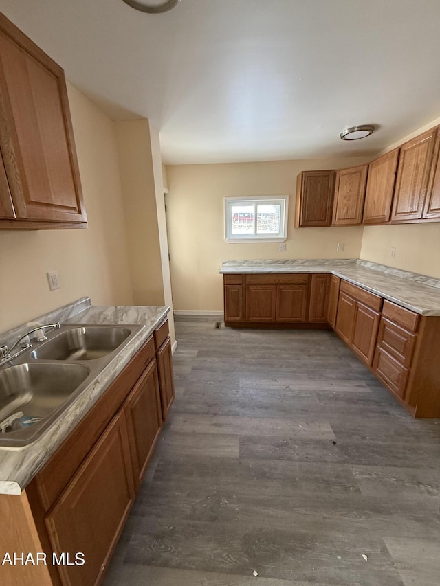 kitchen featuring dark hardwood / wood-style flooring and sink