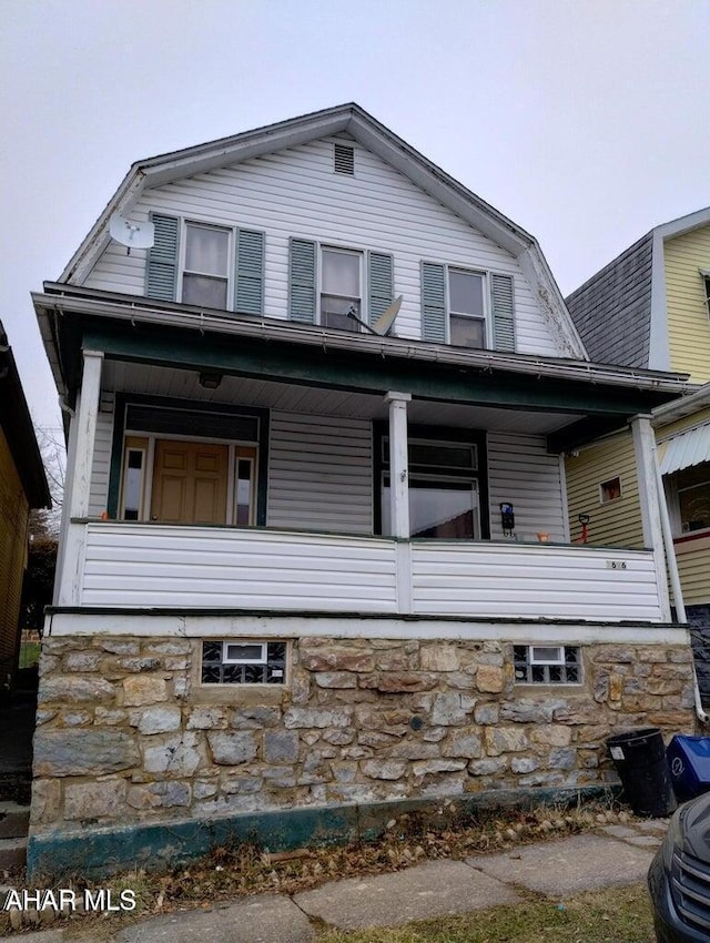 view of front of property with covered porch