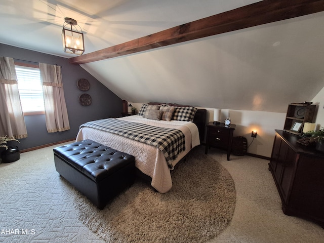 605 13th St, Duncansville, PA 16635 - carpeted bedroom with baseboards and vaulted ceiling with beams