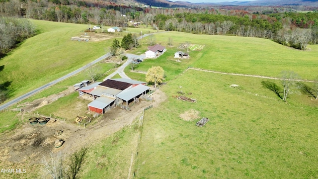 aerial view with a rural view