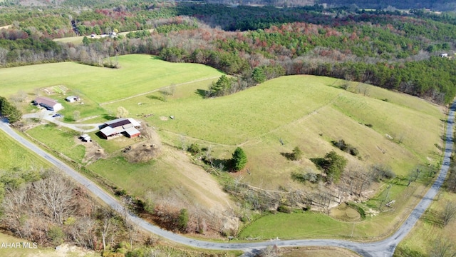 aerial view with a rural view