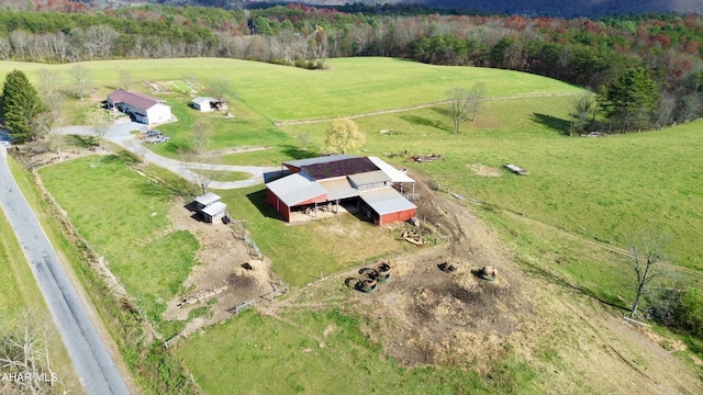 drone / aerial view with a rural view