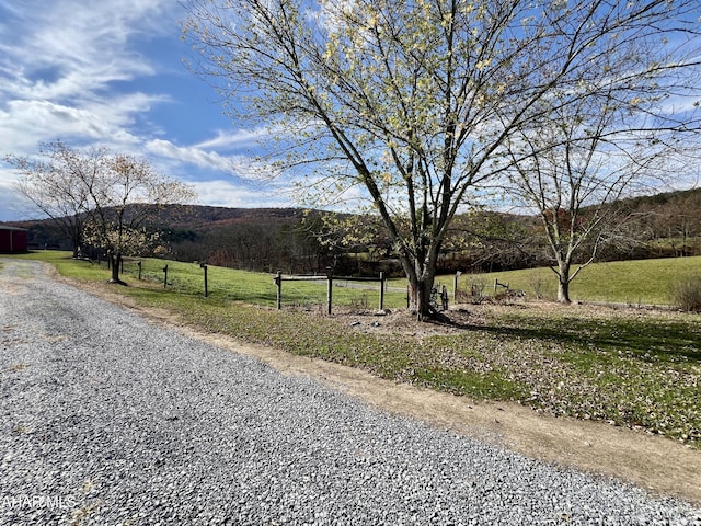 view of street with a rural view