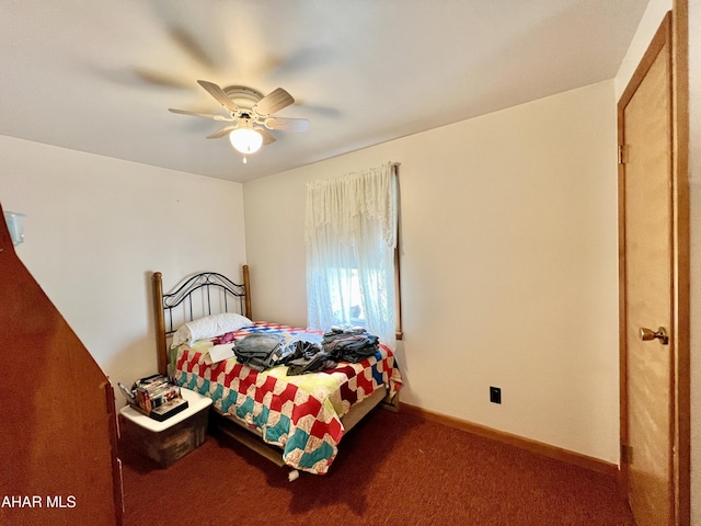 bedroom with carpet and ceiling fan