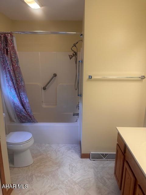 116 Estate Dr, Duncansville, PA 16635 - full bath featuring vanity, shower / bathtub combination with curtain, and tile patterned floors