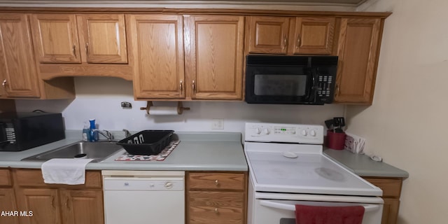 kitchen with white appliances and sink