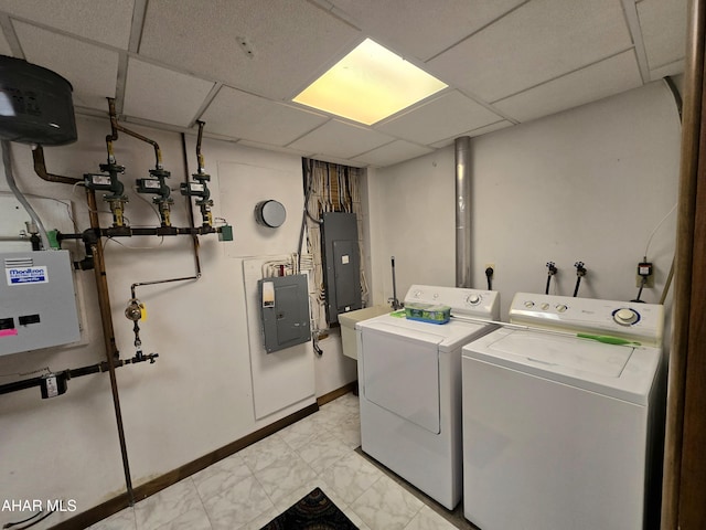 116 Scenic Knoll Dr, Hollidaysburg, PA 16648 - laundry room featuring electric panel, laundry area, and washing machine and dryer