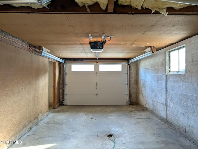 garage with a garage door opener