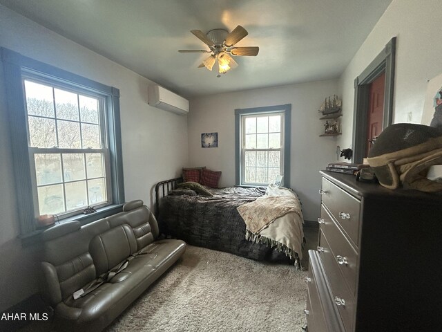 217 Good Shepherd Rd, Altoona, PA 16601 - bedroom featuring a wall mounted AC, carpet floors, and a ceiling fan