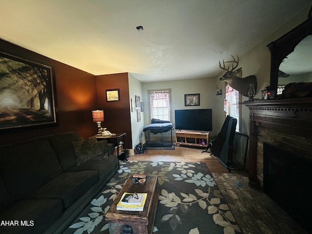 217 Good Shepherd Rd, Altoona, PA 16601 - living area with wood finished floors and a fireplace