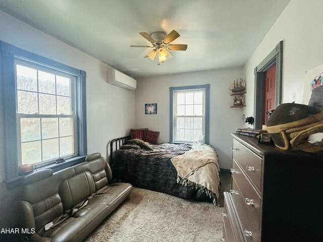 217 Good Shepherd Rd, Altoona, PA 16601 - carpeted bedroom with ceiling fan and a wall mounted AC