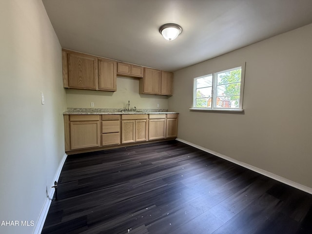 316 3rd Ave, Altoona, PA 16602 - kitchen with dark wood-type flooring and light brown cabinetry