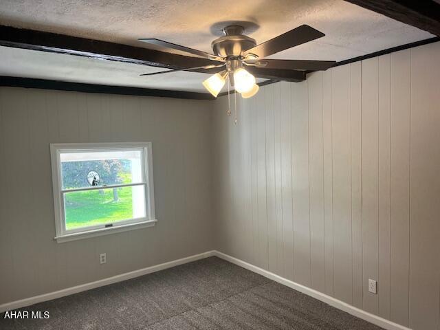 208 W 5th Ave, Everett, PA 15537 - empty room featuring a ceiling fan, dark carpet, and a textured ceiling