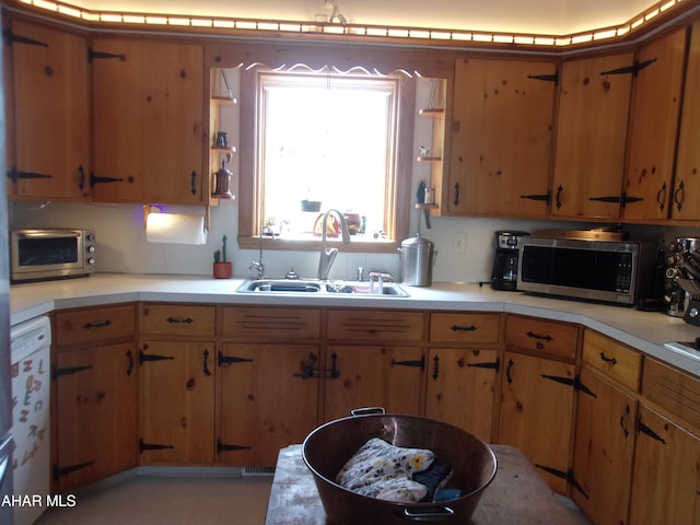 3752 Main Rd, Bedford, PA 15522 - kitchen featuring stainless steel microwave, open shelves, and light countertops