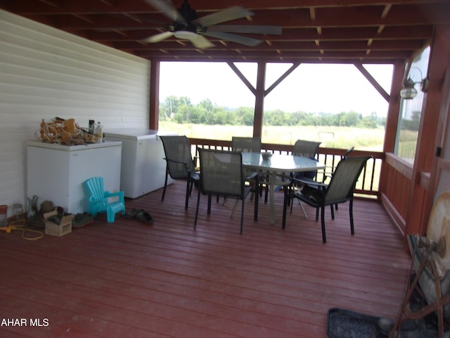 3752 Main Rd, Bedford, PA 15522 - wooden deck with ceiling fan and outdoor dining area