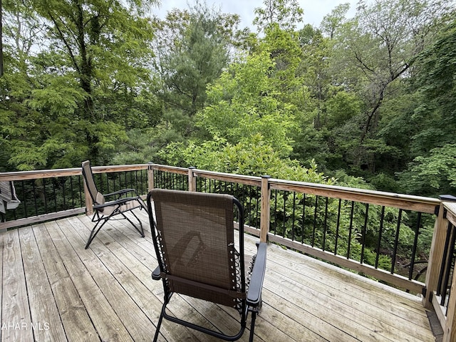 5 Log Cabin Ct, Altoona, PA 16602 - wooden terrace with a wooded view