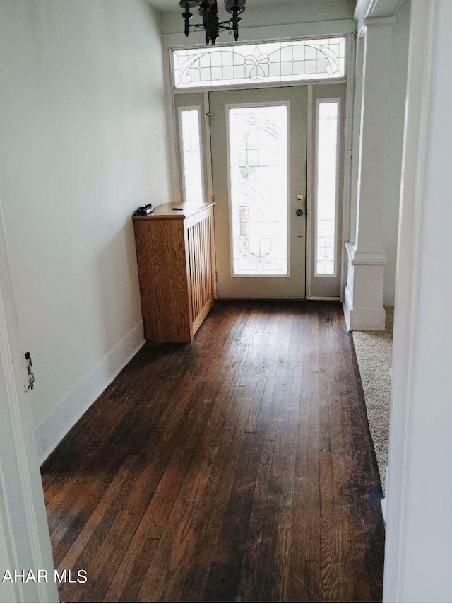 foyer with dark wood-type flooring