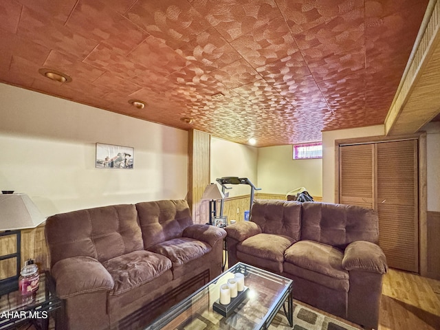 living room with hardwood / wood-style floors