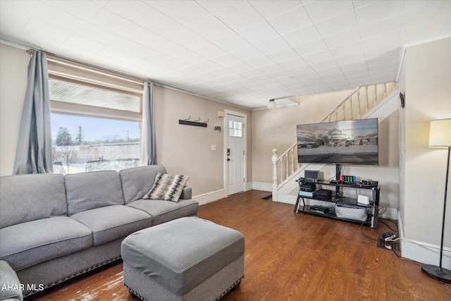 living room with hardwood / wood-style floors